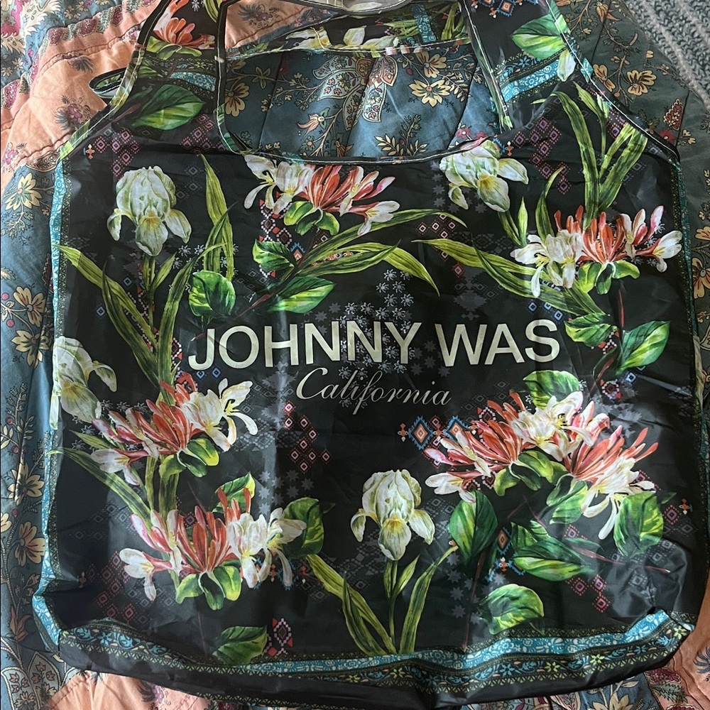 Johnny Was Black Floral Tote